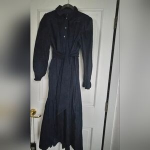 ME+EM Rich Navy Corduroy  Long-Sleeve Dress Size UK 16 - US 12